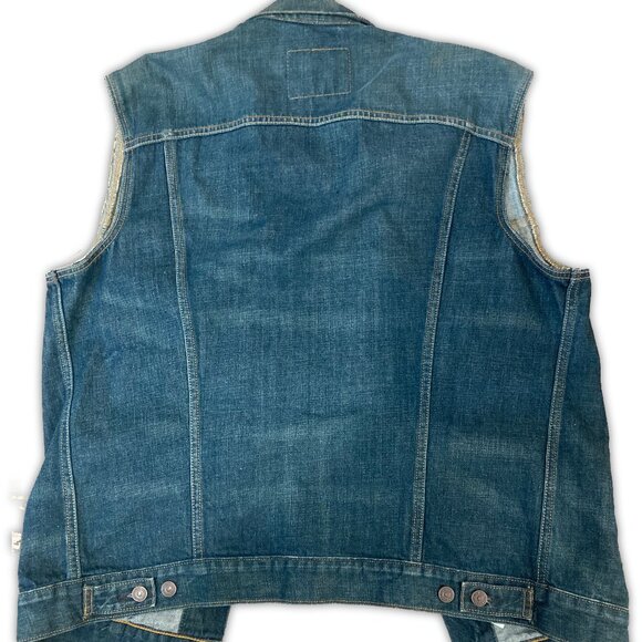 Vintage 90s Levi’s Riveted Denim Trucker Vest XL Fits M/L Classic Retro Jean Jac - Picture 4 of 4